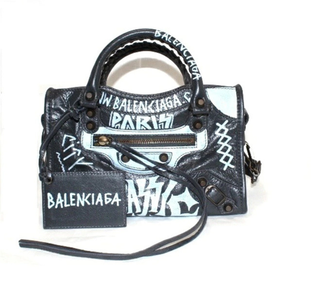 Balenciaga Shoulder Bag Graffiti City Embossed Leather